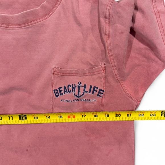 VTG Men’s Sun-bleached Red Grunge Nautical Pocket Graphic T-Shirt Size Large - Picture 4 of 5